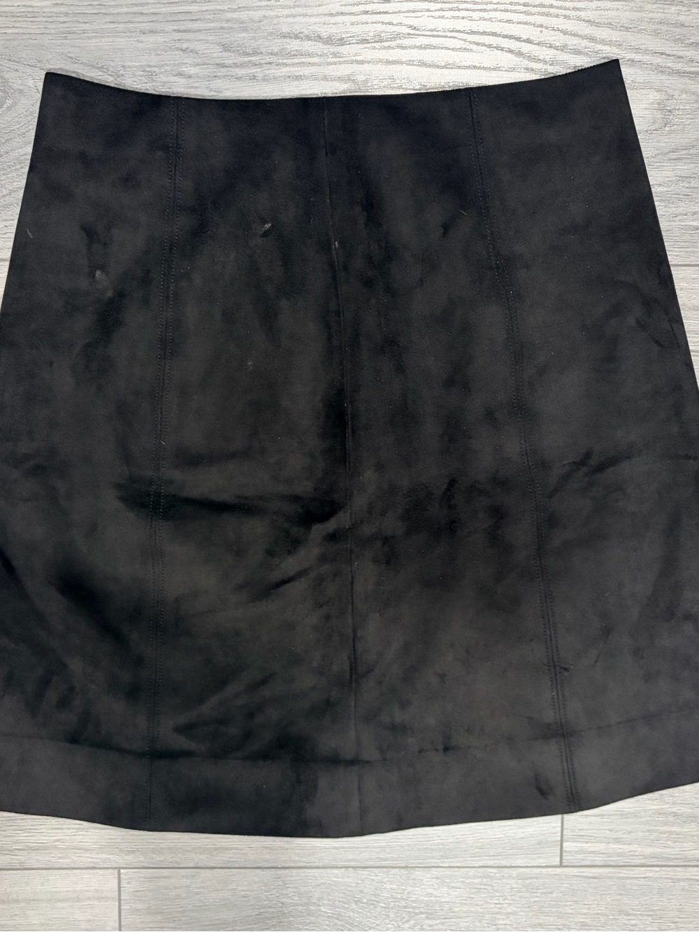 Babaton Black Suede A-Line Mini Skirt